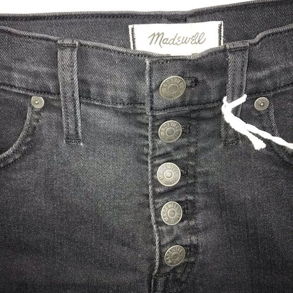 NEW Madewell High-Rise Denim Shorts in Black Frost: Button-Front Edition Size 26 - Picture 5 of 12